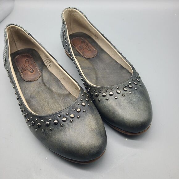freebird Shoes - Freebird Blossom Studded Leather Sz 9 Ballet Flats Gray Shoes New/ Defect